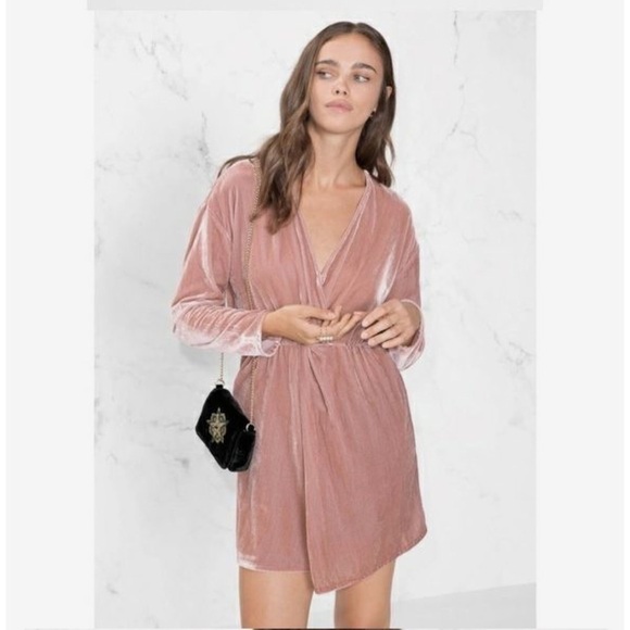 & OTHER STORES Crushed Velvet Mini Dress In Pink - Picture 1 of 5